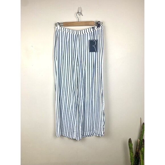 Reformation Pants - REFORMATION Eadie Baggy Cropped Striped‎ Pants JAILBIRD Black White Size S
